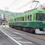 京津線電車が京都で併用軌道を走っていた昔日を慕べる区間